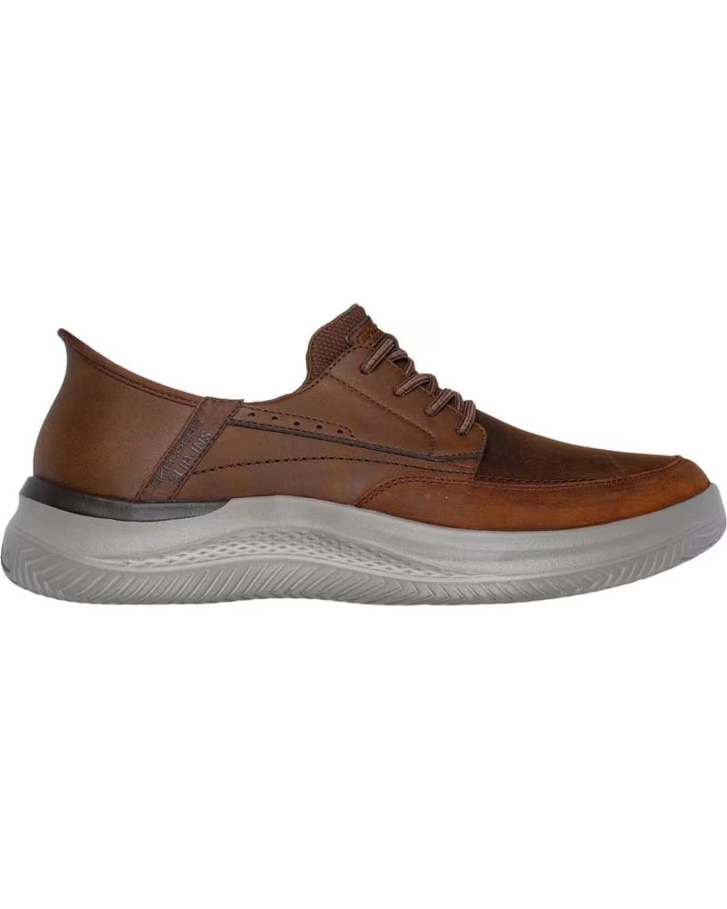 SKECHERS HASTING RORY TÉNIS CASUAL EM PELE CASTANHA PARA HOMEM CDB