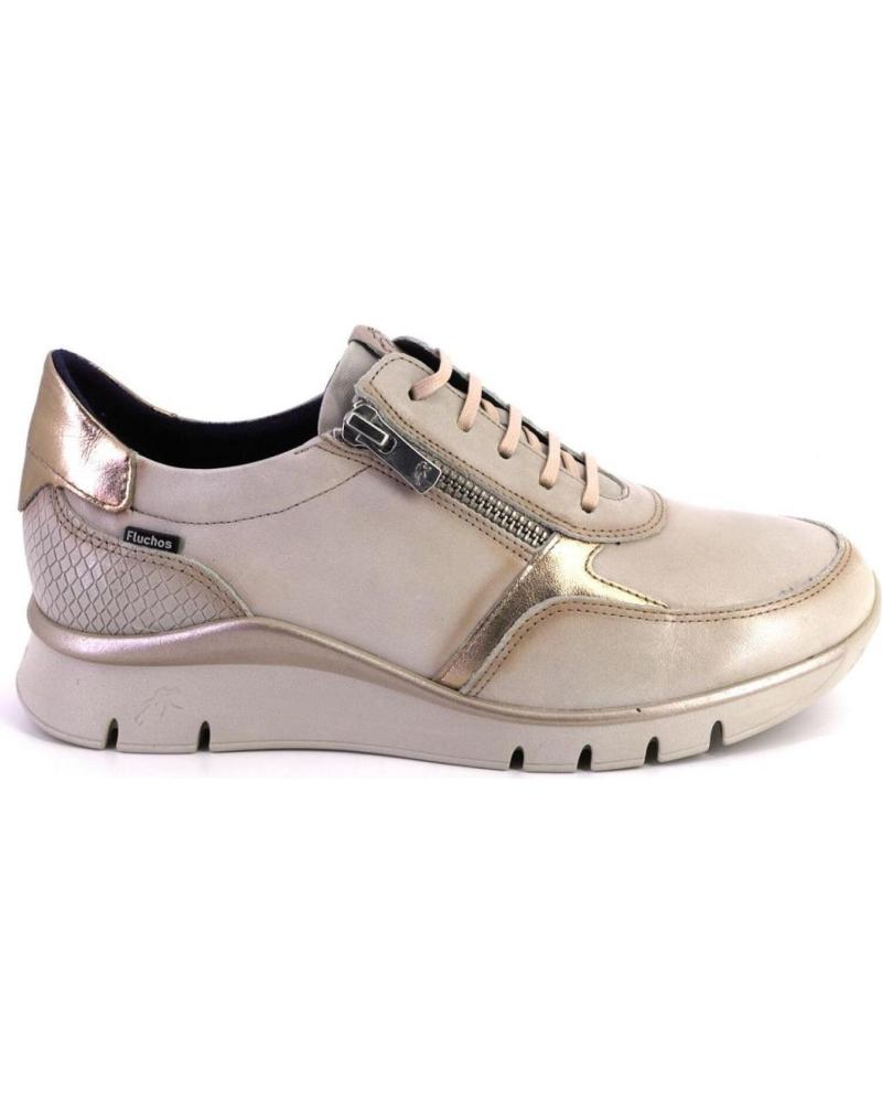 Esportes  de Mulher FLUCHOS F2070 ZAPATILLAS CASUAL DE MUJER CUERO PIEL BEIGE