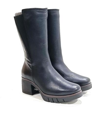 Botines de Mujer PAULA URBAN BOTA DE MEDIA CANA DE PIEL CON TACON DE GOMA NEGRO