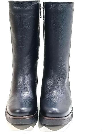 Botines de Mujer PAULA URBAN BOTA DE MEDIA CANA DE PIEL CON TACON DE GOMA NEGRO