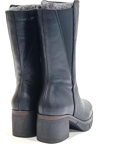 Botines de Mujer PAULA URBAN BOTA DE MEDIA CANA DE PIEL CON TACON DE GOMA NEGRO
