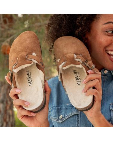 Clogs für Damen GENUINS RIVA VELOUR WOOL G105938 MARRóN