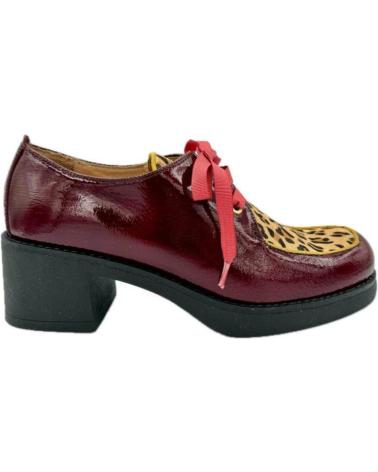 VITELO BURGUNDY BLUCHER SHOES WITH ANIMAL PRINT ROJO