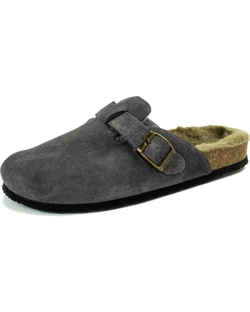 Scarpe per Donna e Uomo NATURAL WORLD ZUECO UNISEX 7020U CHIARA DE DE PIEL CON FORRO PELO ANTRACITA