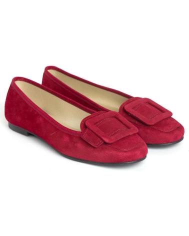 Ballerines pour Femme MENINA STEP WOMENS ANA BIG BUCKLE SUEDE SANDALS BURGUNDY