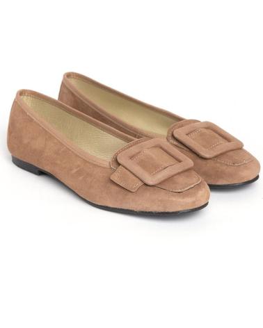 Bailarinas per Donna MENINA STEP WOMENS ANA BIG BUCKLE SUEDE SANDALS CAMEL