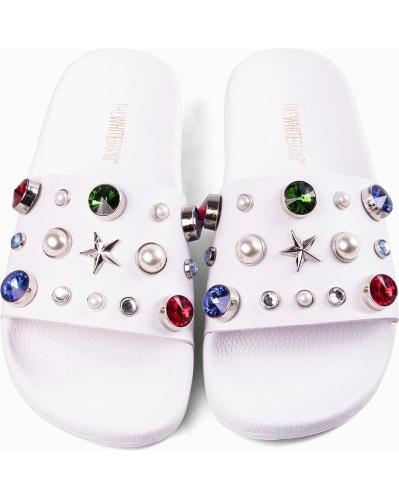 SLIDES SANDALS THE WHITE BRAND PEARLS WHITE L-0184 WHITE BLANCO