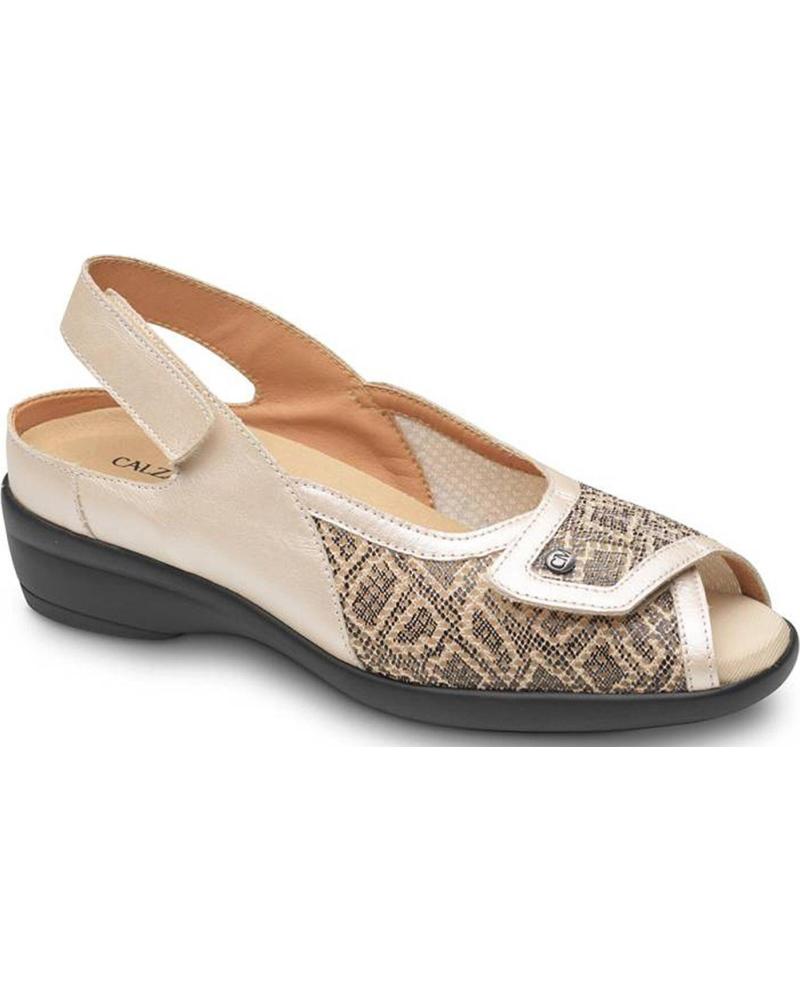 Sandalias de Mujer CALZAMEDI SANDALIAS ORTOPEDICAS 0800 PUNTERA PETACA ELASTICA BEIGE