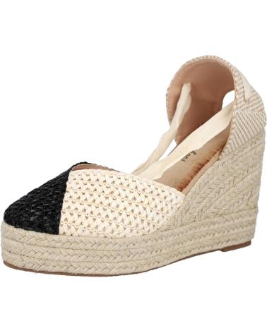 Zapatos de cuña per Donna L&R SHOES LR SHOES 5108 ALPARGATAS DE ESPARTO CON CINTAS PARA MUJER NEGRO BEIGE