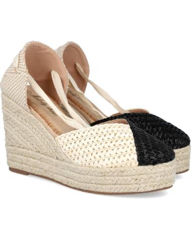 Zapatos de cuña per Donna L&R SHOES LR SHOES 5108 ALPARGATAS DE ESPARTO CON CINTAS PARA MUJER NEGRO BEIGE
