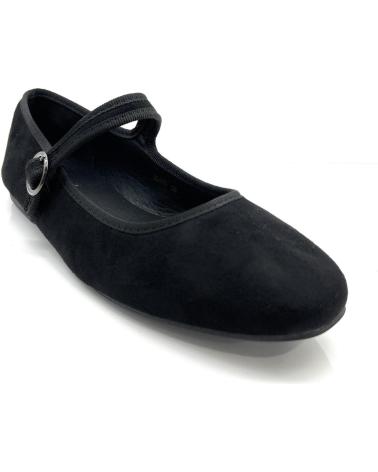 Bailarinas de Mujer KISS LEISS MANOLETINAS MUJER PLANAS CORREA HEBILLA NEGRO