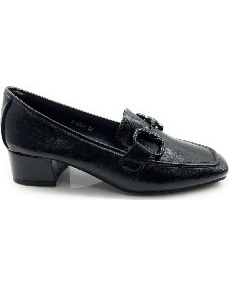 Woman shoes BUONAROTTI ZAPATO MOCASIN MUJER HEBILLA TACON NEGRO