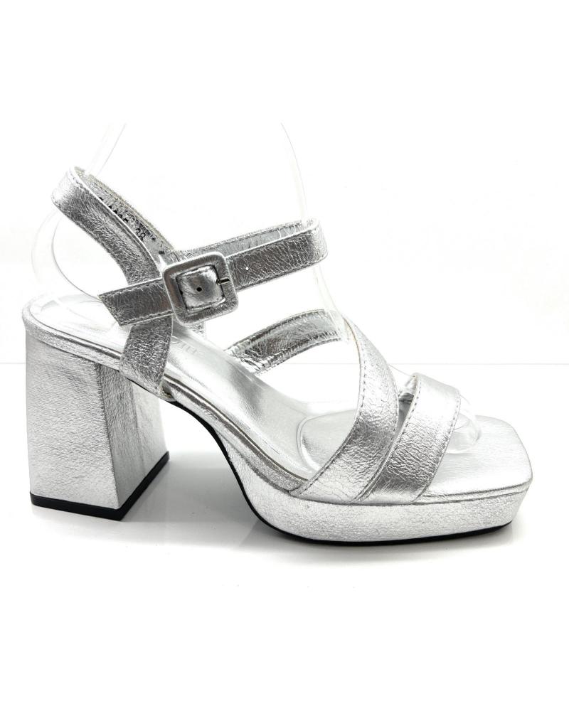 Sandalen für Damen BUONAROTTI SANDALIAS FIESTA TACON ALTO TIRAS HEBILL PLATEADO