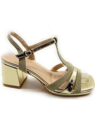 Sandalen für Damen BUONAROTTI SANDALIAS FIESTA TACON ANCHO TIRAS BRILL AMARILLO