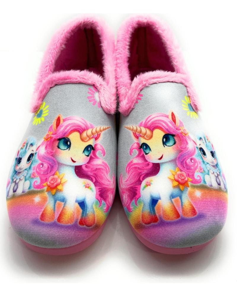 girl House slipers CHIC VISION ZAPATILLAS CASA NINA CERRADAS UNICORNIO GRIS