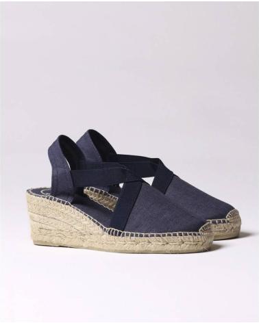 TONI PONS ESPADRILLE COMPENSÉE BLEU MARINE AVEC BANDES ÉLASTIQUES MODÈLE 99273692929 MARI