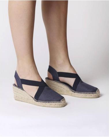 TONI PONS ESPADRILLE COMPENSÉE BLEU MARINE AVEC BANDES ÉLASTIQUES MODÈLE 99273692929 MARI