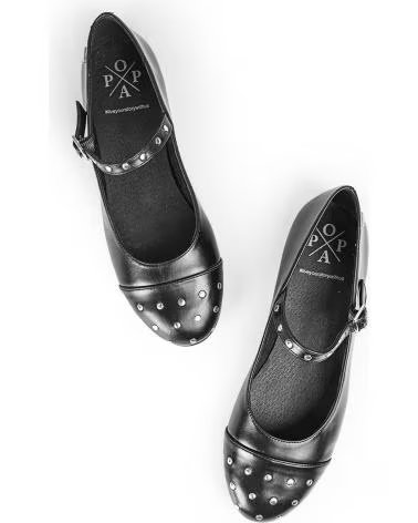 Woman Flat shoes POPA BAILARINAS DE MUJER CON PUNTA REDONDA Y HEBILLA DORIS TACHAS NEGRO