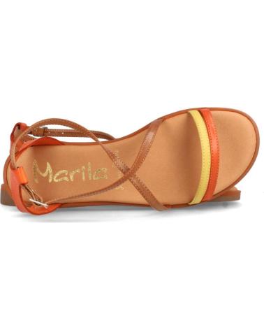 Sandalias de Mujer MARILA SANDALIAS PLANAS PARA MUJER EN PIEL BEGONA MULTI NARANJA