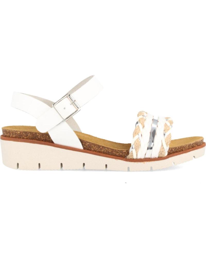 Sandalias de Mujer MARILA SANDALIA PARA MUJER CON CUNA MEDIA COMBINADA EN RAFIA Y PIEL BLANCO