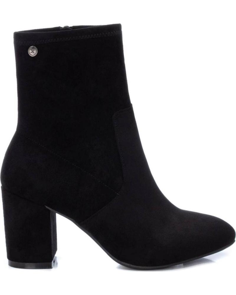 XTI 140631 SCHWARZE STIEFELETTEN AUS WILDLEDER MIT MITTELHOHEM BLOCKABSATZ NEGRO