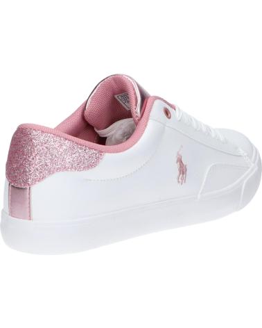 Sneaker für Damen POLO RALPH LAUREN RF104103 THERON IV WHITE SMOOTH PU-LT PINK-GLITTER