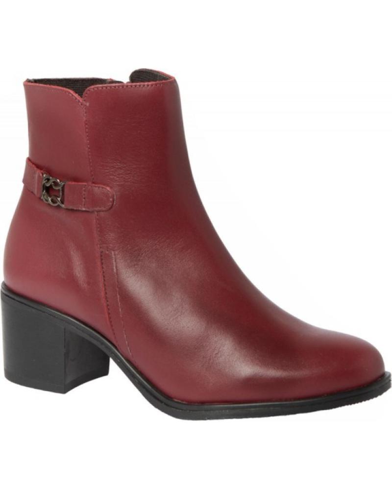 Botines de Mujer RODRI - BOTIN ADORNO PIEL TACON MEDIO BURDEOS