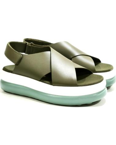 Sandals-De-Mujer-CAMPER-SANDALIA-CASUAL-DE-PIEL-CON-PLATAFORMA-DE-GOMA-VERDE