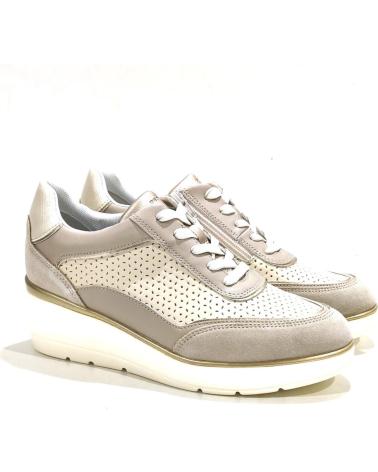 Woman Trainers GEOX ZAPATO CASUAL DE PIEL CON CUNA DE GOMA BEIG TAUPE