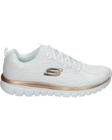 SKECHERS GRACEFUL GET CONNECTED 12615WTRG - TÊNIS BRANCOS COM DETALHES OURO ROSA BLANCO