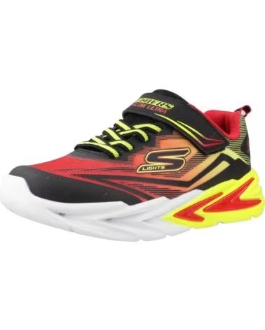 SKECHERS ZAPATILLAS DE RUNNING 400139L-BKRD EN PARA NINOS UNISEX BLACK SYNTHETIC - RED YELLOW TEXTILE - YELLOW TRIM