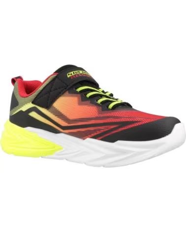 SKECHERS ZAPATILLAS DE RUNNING 400139L-BKRD EN PARA NINOS UNISEX BLACK SYNTHETIC - RED YELLOW TEXTILE - YELLOW TRIM