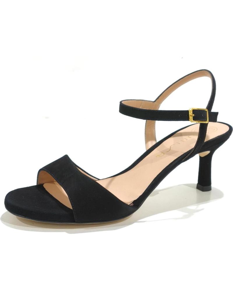 Sandalen für Damen UNISA SANDALIA VESTIR DE ANTE CON TACON Y PLATAFORMA NEGRO