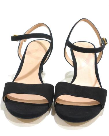 Sandalen für Damen UNISA SANDALIA VESTIR DE ANTE CON TACON Y PLATAFORMA NEGRO