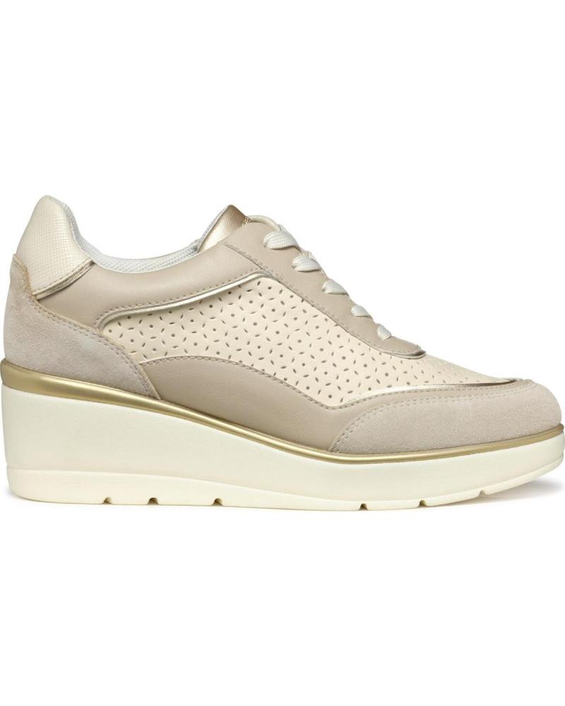 Woman Trainers GEOX ZAPATO CASUAL DE PIEL CON CUNA DE GOMA BEIG TAUPE