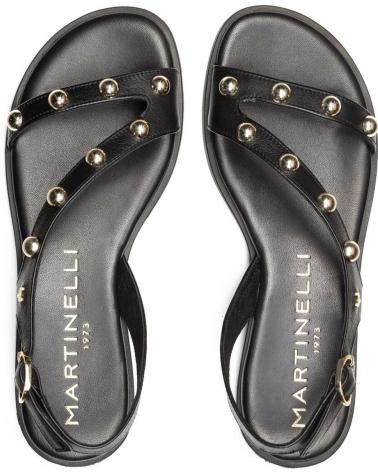 MARTINELLI 1535 B152Z FLACHE SANDALE AUS SCHWARZEM LEDER NEGRO