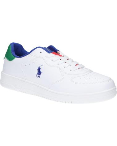Sneaker für Damen und Mädchen und Junge POLO RALPH LAUREN RL02436101 MASTERS COURT J-WHITE - ROYAL - MULTI TUMBLED