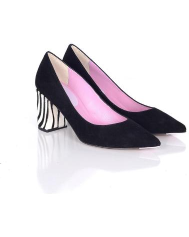 Zapatos-De-Mujer-PACO-HERRERO-STILETTO-ANTE-NEGRO-TACON-ANCHO-VARIOS-COLORES