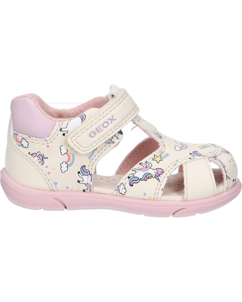 girl Sandals GEOX B556FB 000BC B SANDAL ZAPITO B C0175 IVORY-PINK