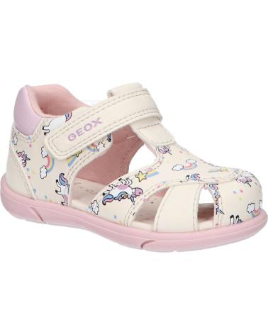 girl Sandals GEOX B556FB 000BC B SANDAL ZAPITO B C0175 IVORY-PINK