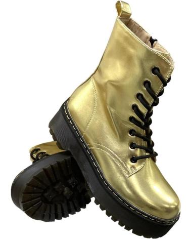 Botas de Mulher CALZADOMANIA BOTA CORDONES METALIZADA ORO