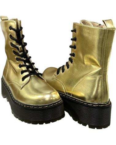 Botas de Mulher CALZADOMANIA BOTA CORDONES METALIZADA ORO