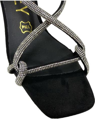 Woman Sandals CALZADOMANIA SANDALIA TACON TIRAS STRASS NEGRO
