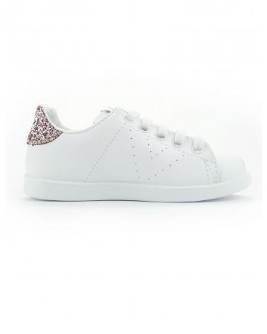 SNEAKERS VICTORIA TENNIS PELLE GLITTER ROSA BIANCO BLANCO