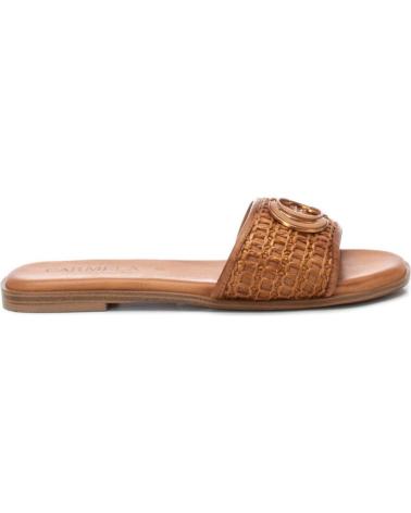 Sandalias de Mujer CARMELA SANDALIA PALA PLANA EN PIEL Y ADORNO FRONTAL CAMEL