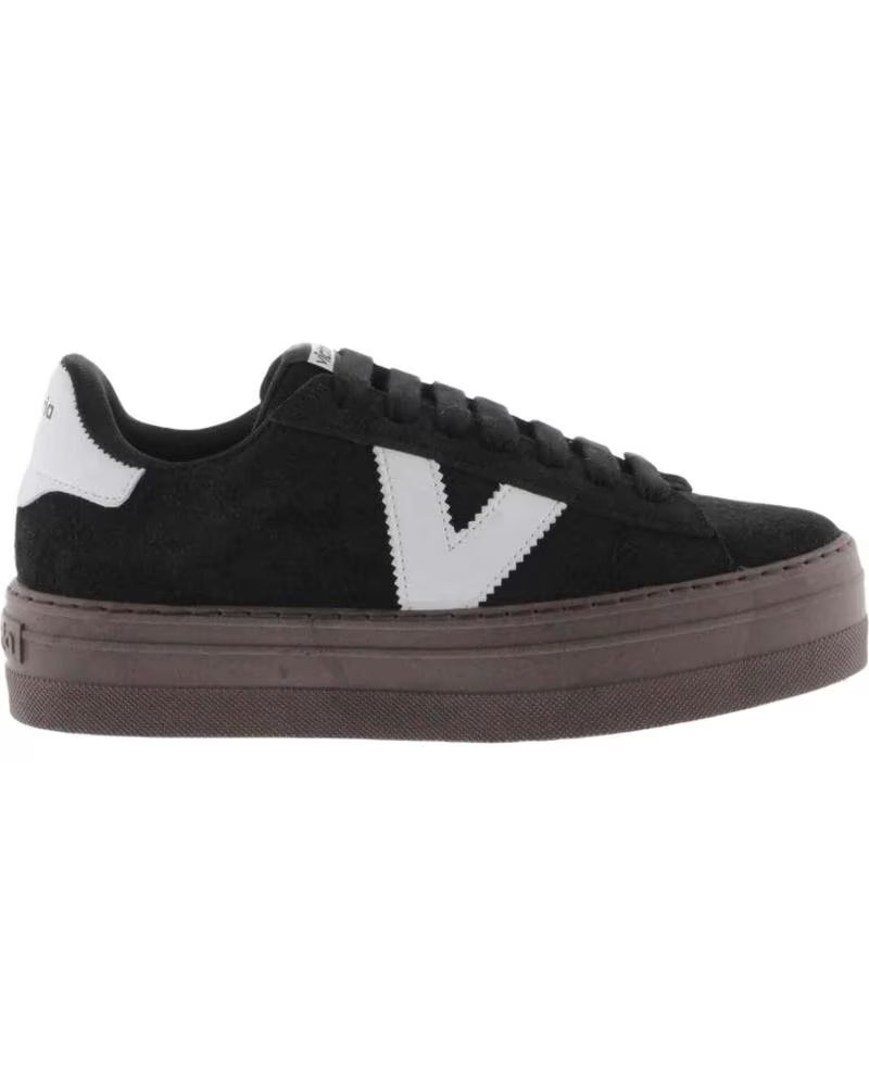 VICTORIA 1092171 BARCELONA SUEDE PLATFORM SNEAKERS BLACK NEGRO