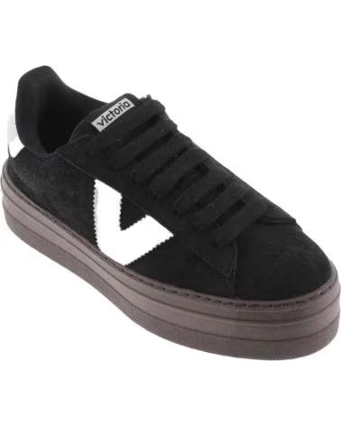 VICTORIA 1092171 BARCELONA SUEDE PLATFORM SNEAKERS BLACK NEGRO