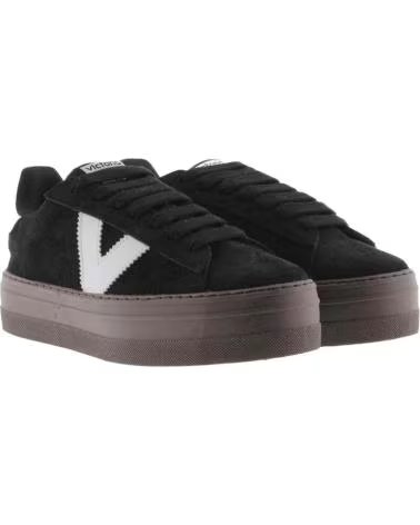 VICTORIA 1092171 BARCELONA SUEDE PLATFORM SNEAKERS BLACK NEGRO