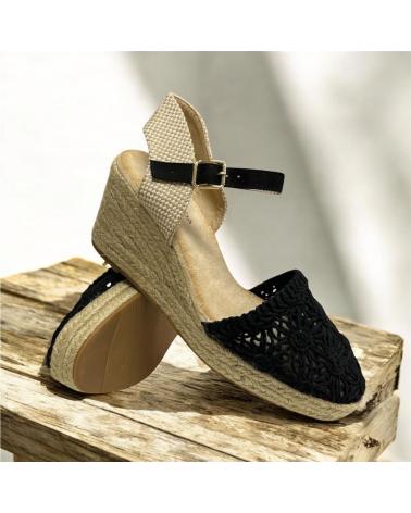 Sandálias de Mulher CALZADOMANIA SANDALIA ENCAJE METALIZADO NEGRO