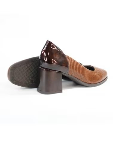 ZAPATOS DE TACÓN PITILLOS 238821 MARRÓN CON TACÓN BLOQUE CUERO-MARRON